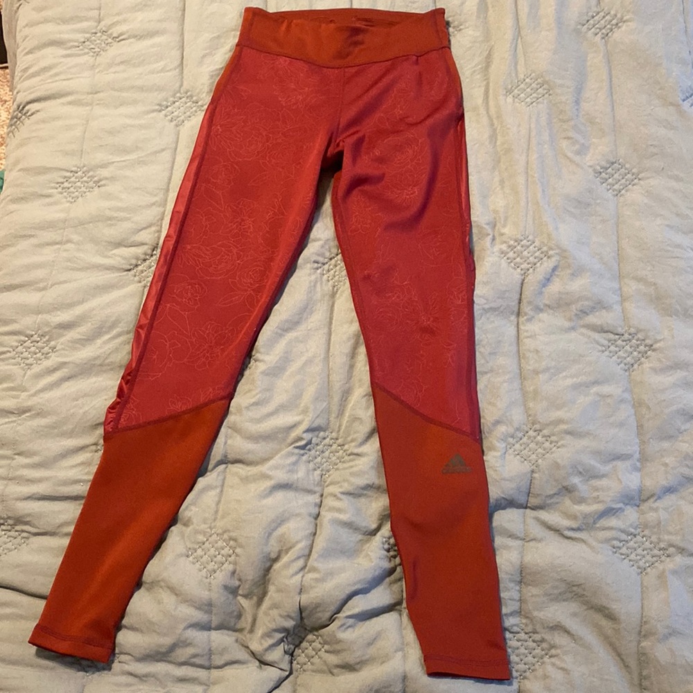 Red floral Adidas leggings, size small, never worn, perfect condition.